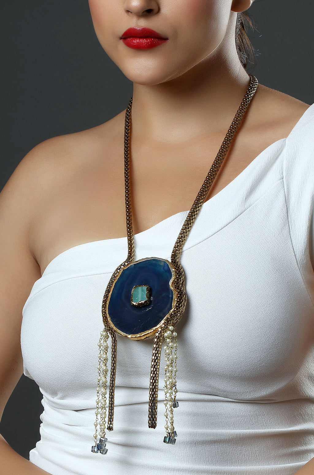 Deep Blue Horizon Pendant Necklace