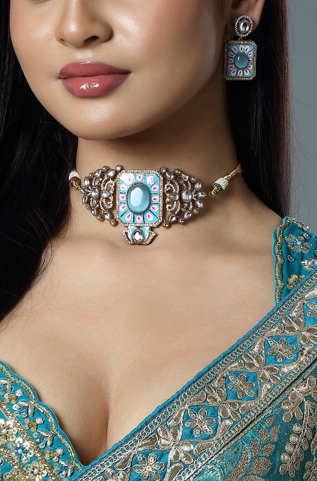 Azure Enamel Vintage Choker Set