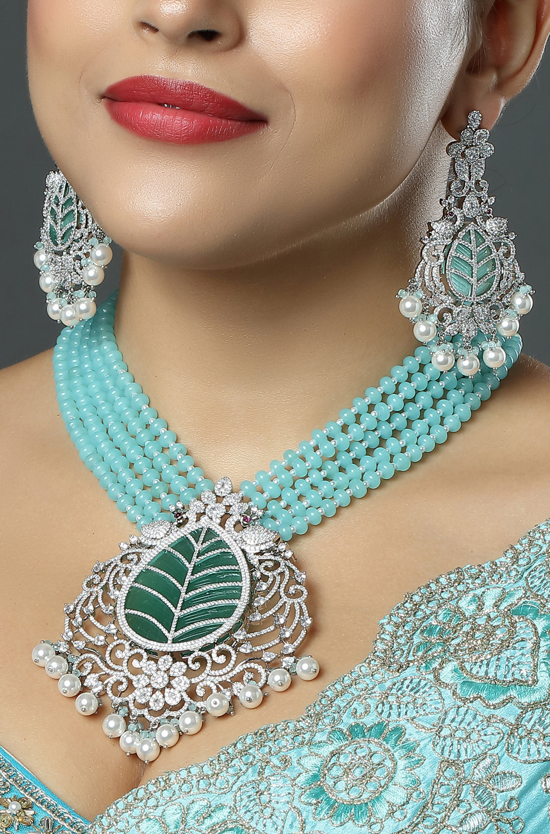 Azure Allure Leaf Necklace